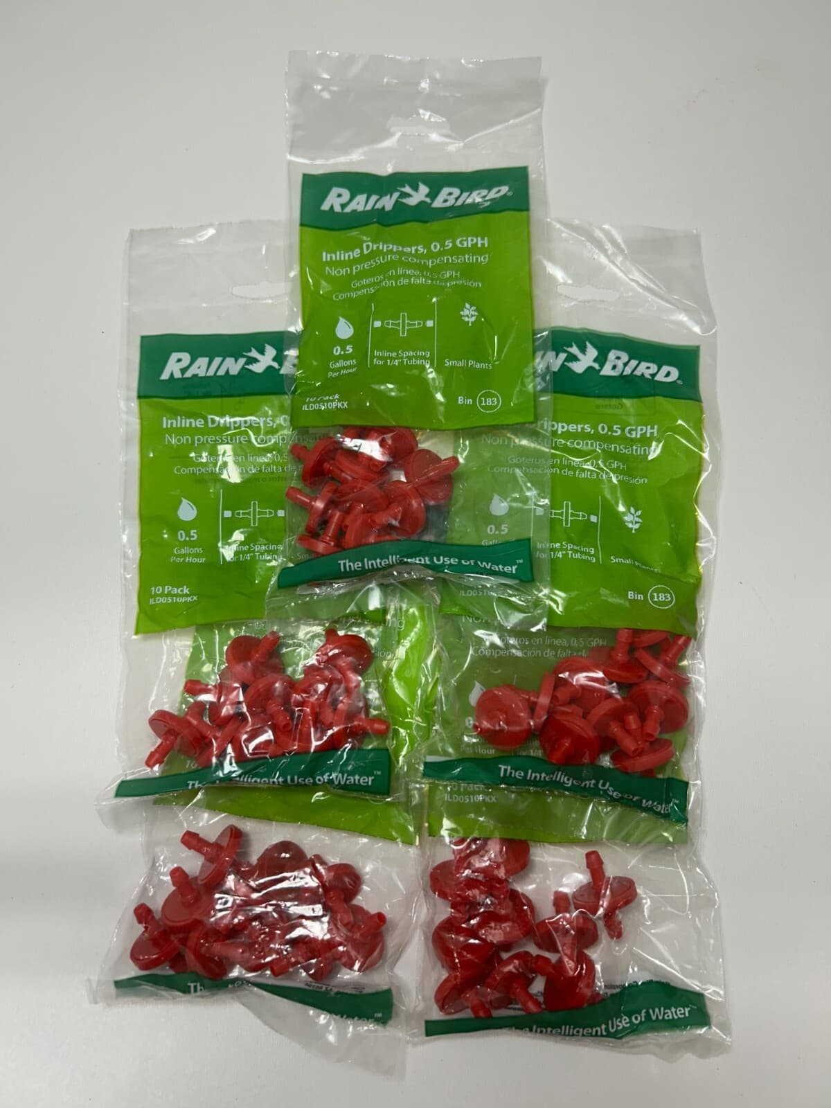 50 Rain Bird Dripper 0.5 GPH ILD0510PKX (5 bags of 10 drippers)  FREE TOOL