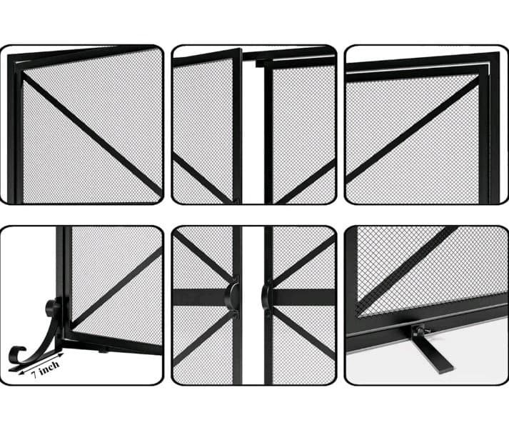 FIRE BEAUTY  FIREPLACE SCREEN WROUGHT IRON MESH 2 DOORS 35” x 28” 5