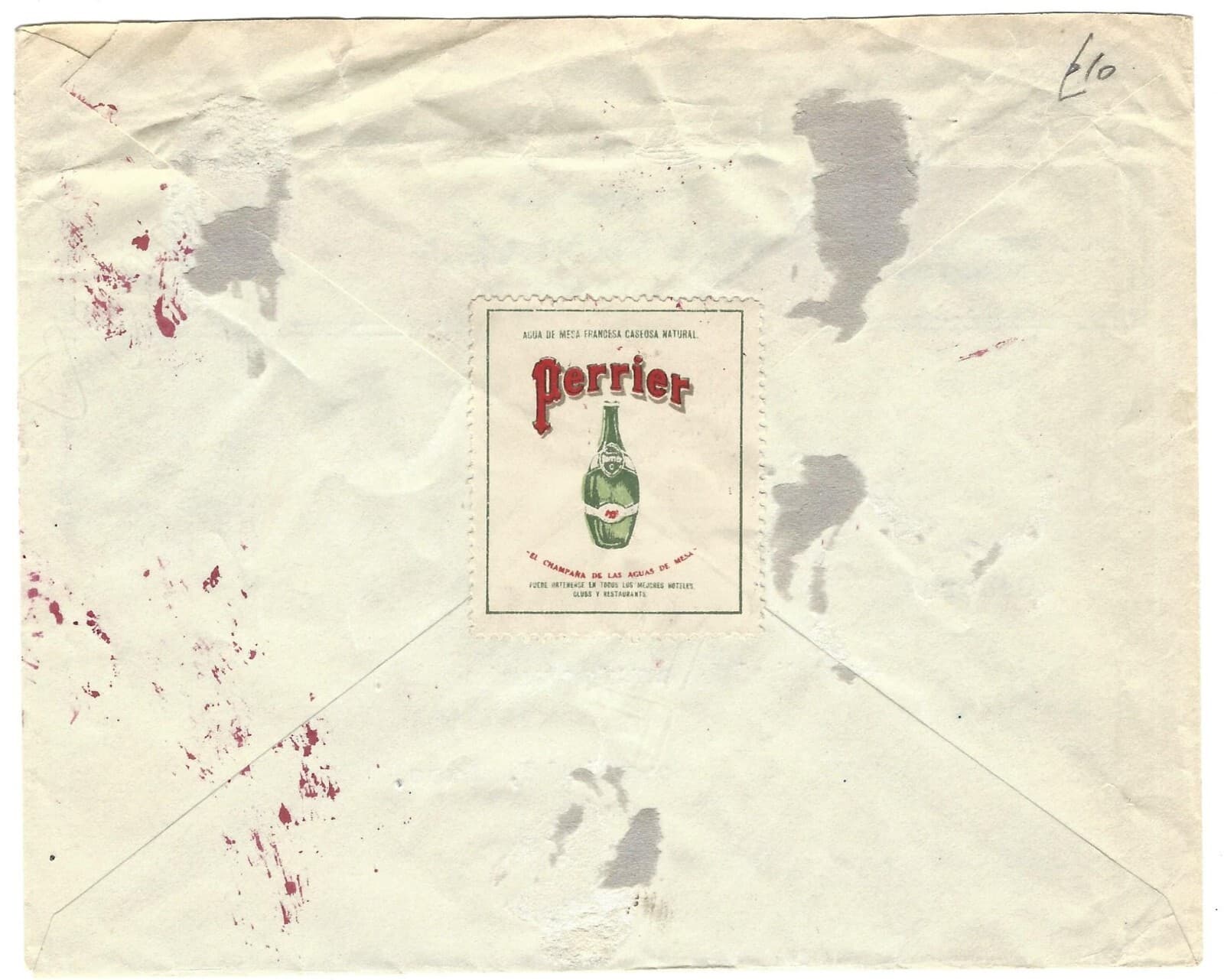 GUATEMALA 1920 COVER WITH  PERRIER LABEL ON REVERSE  3 SCANS 3