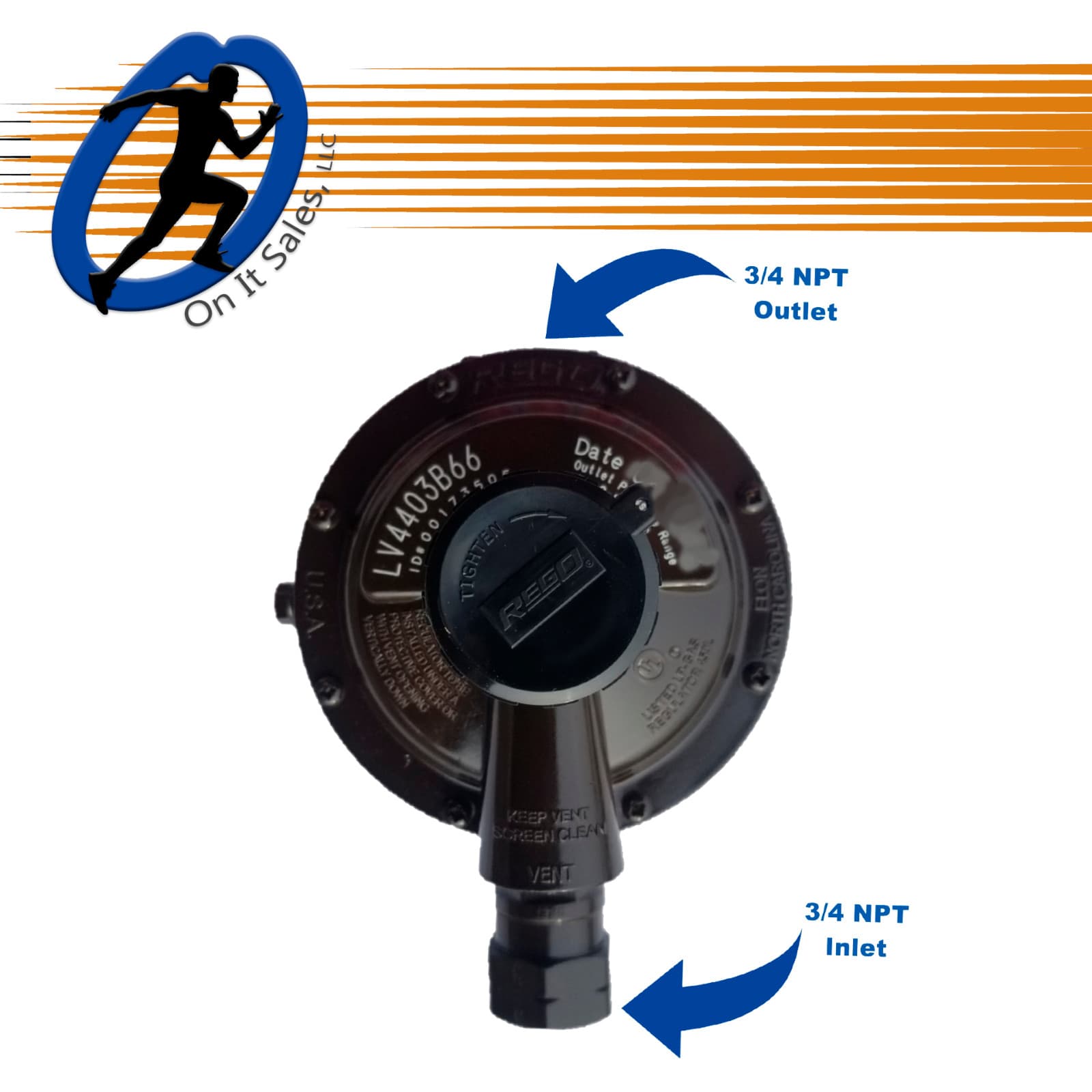 Rego Regulator LV4403B66 Low Pressure 2nd Stage 3/4" F.NPT x 3/4" F.NPT 2