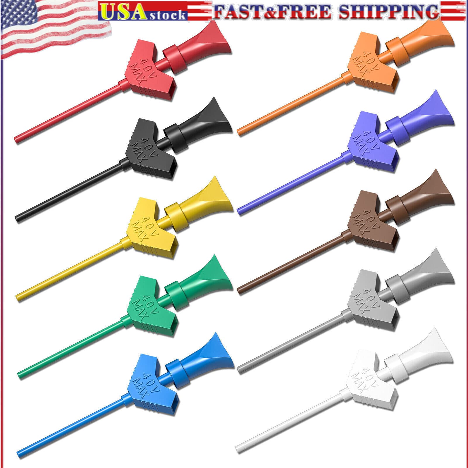 SMD IC Test Hook Clips 10PCS 10 Colors for Logic Analyzer, Electronic Testing