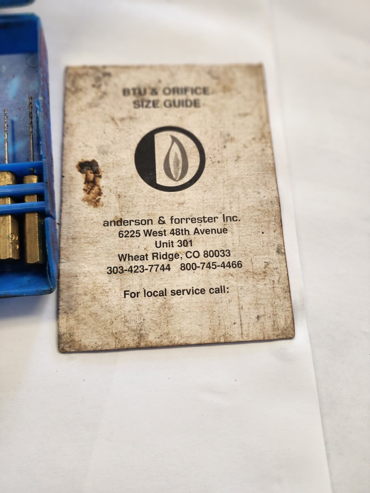 Anderson & Forrester Gauging Drill Bit Set one is missing the bit 2