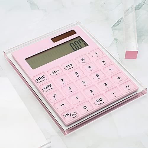  Acrylic Calculator with Stand, Battery and Solar Hybrid Powered Basic Pink 5