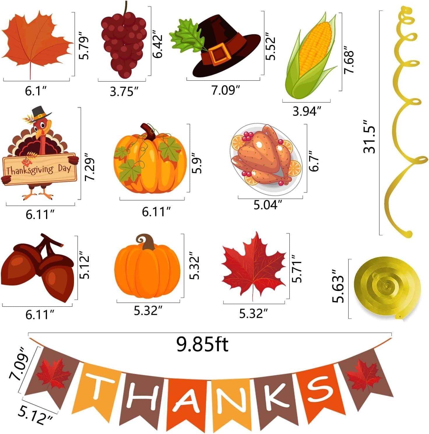 42Pcs Thanksgiving Decorations Pre-Assembled GIVE Red, Orange, Brown, Green  4