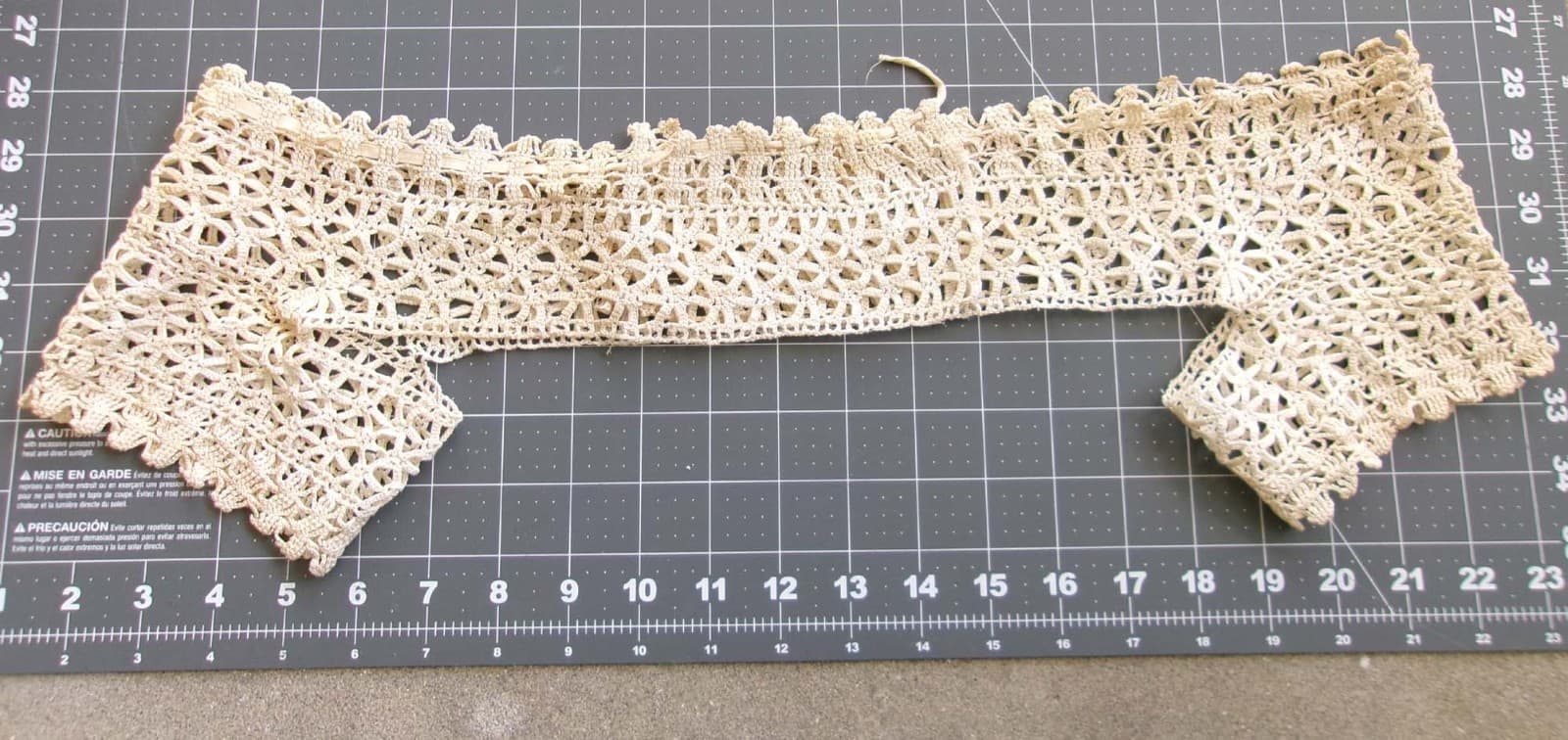 Antique Hand Crochet Lace Yoke Collar for Nightgown Edwardian front opening