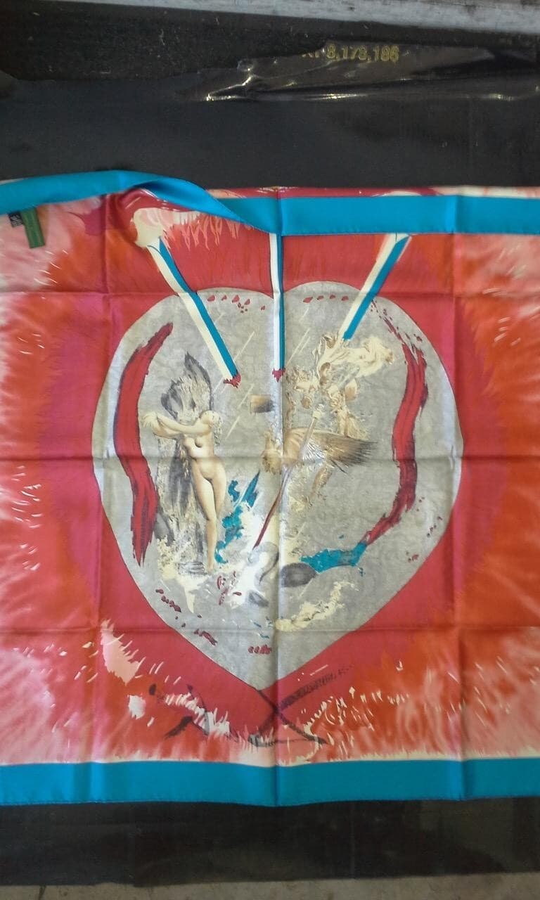 Salvador Dali Signed Silk Scarf Vintage 1990s Avakian Folard Tarot Card 6