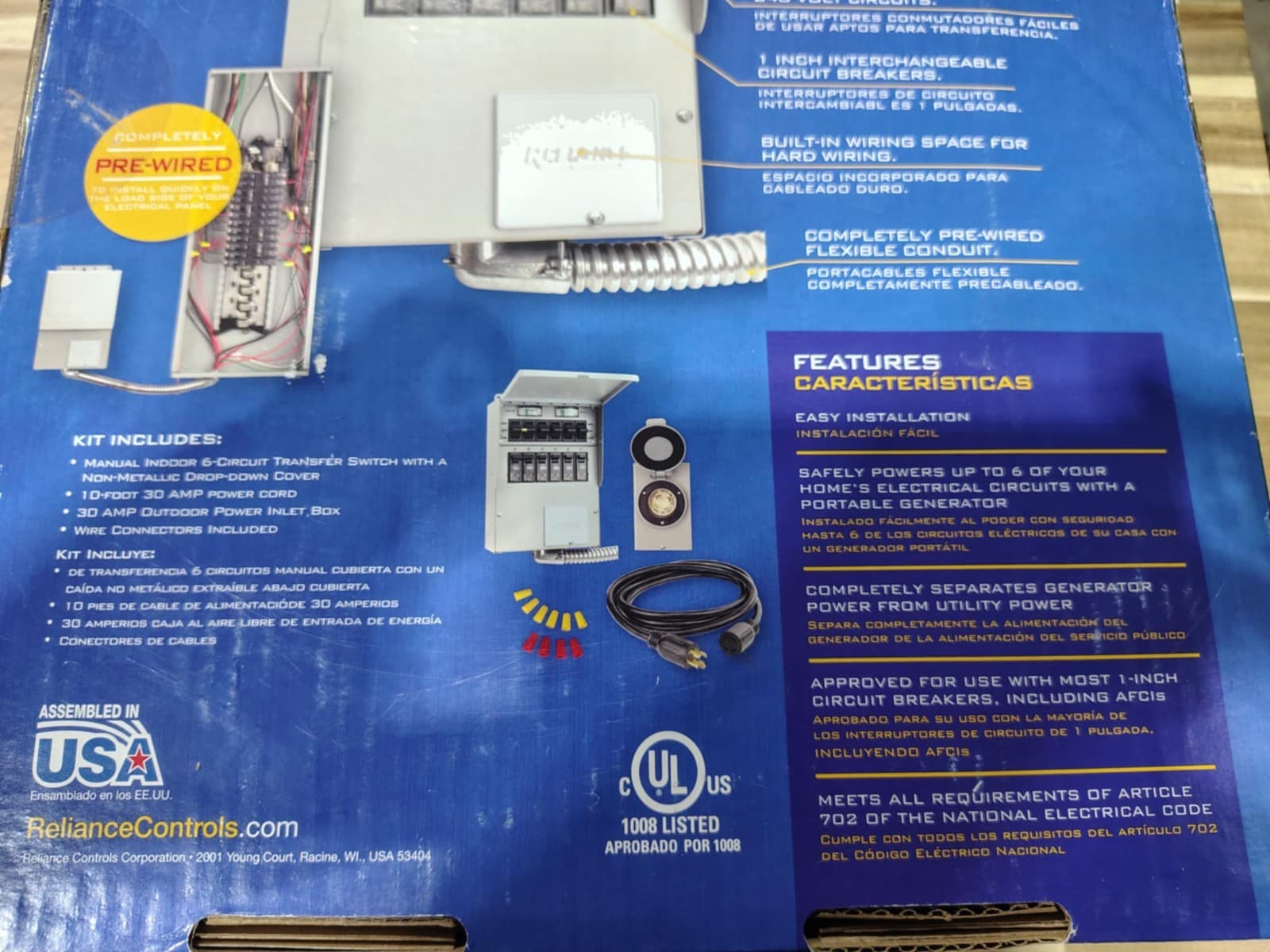 Reliance 306LRK 30Amp BackUp Power Manual Transfer Switch Kit PreWired 6-Circuit 2