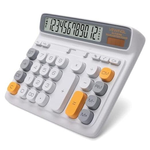 Desktop Calculator, 12-DigitargeCD Display, Big Computer-Style Keys, L Gray