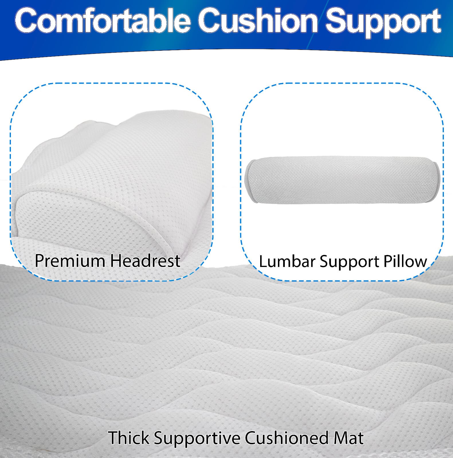 Full Body Bath Pillow & Mat w/ 5D Air Mesh - Bathtub Spa Back Cushion Non Slip 2