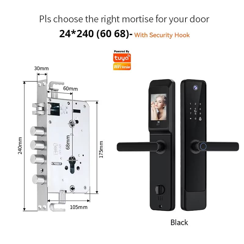 Tuya Wifi Digital Electronic Smart Door Lock With Biometric Camera Fingerprint P