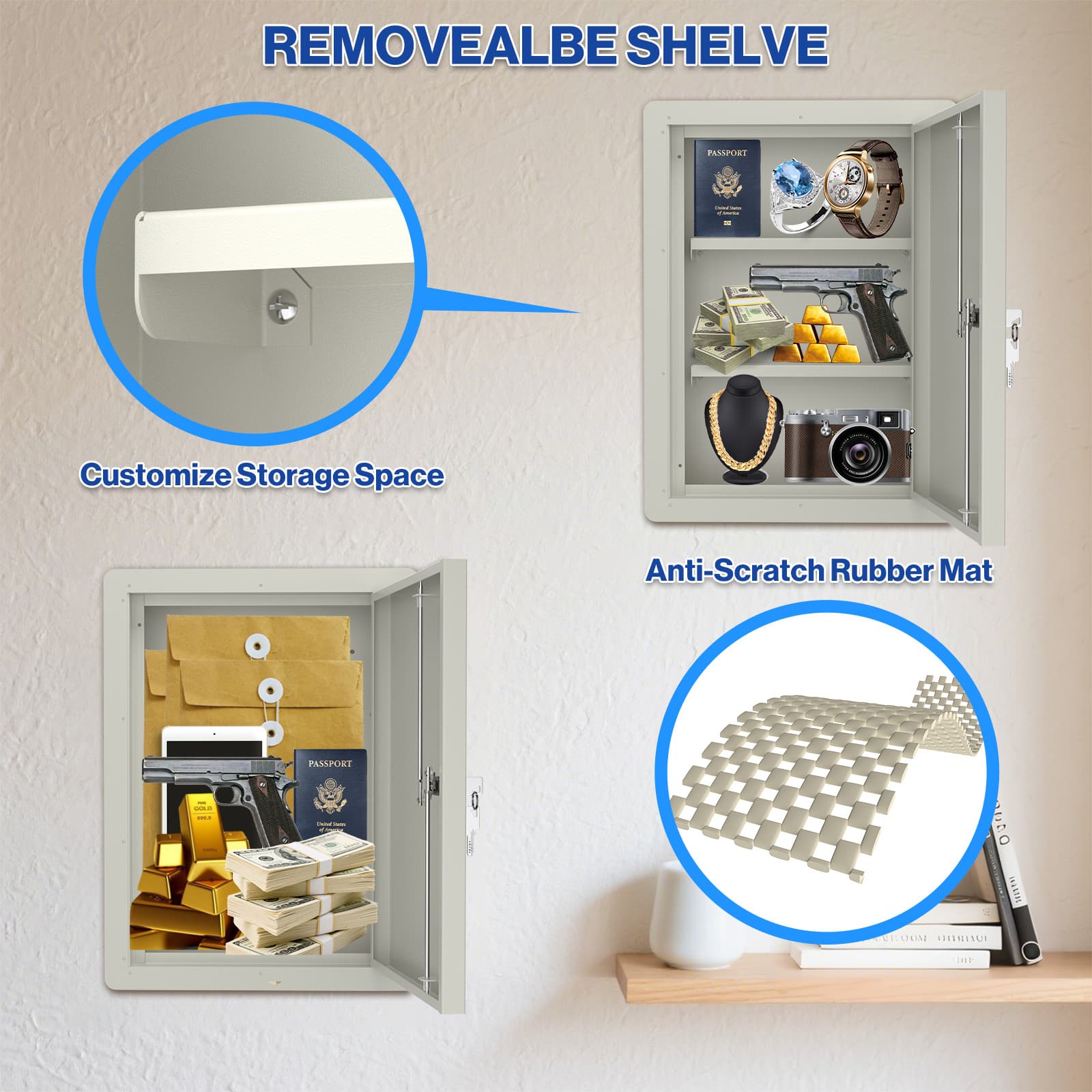 Pochar Hidden In Wall Safe Between Studs Secure Storage Gun Safe, 15.75"x21.15" 5