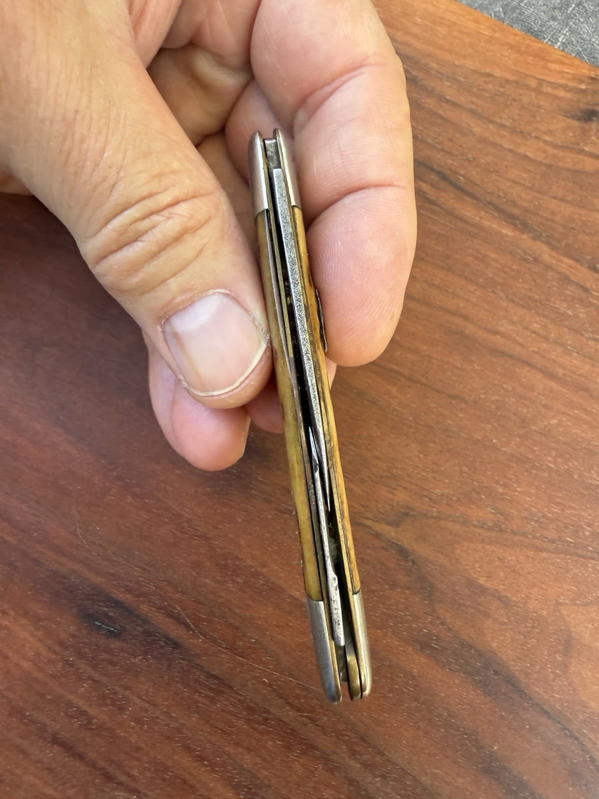 A GREAT WILBERT CUTLERY Co for SEARS 1908-21 POCKET KNIFE WORN BONE SWELL CENTER 6