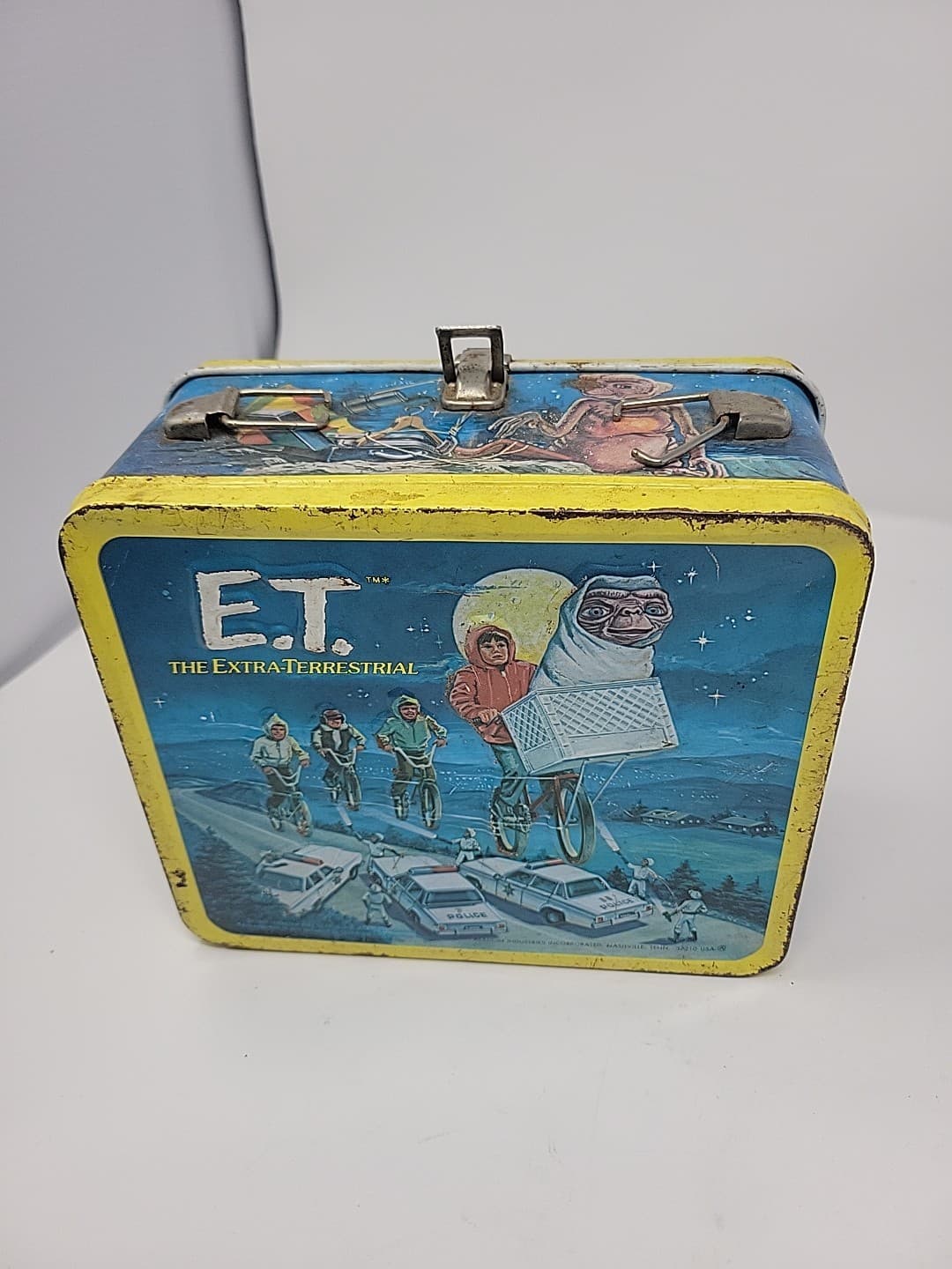 Vintage E.T. Lunch Box Metal 1982 Aladdin No Thermos Movie Extra Terrestrial 4