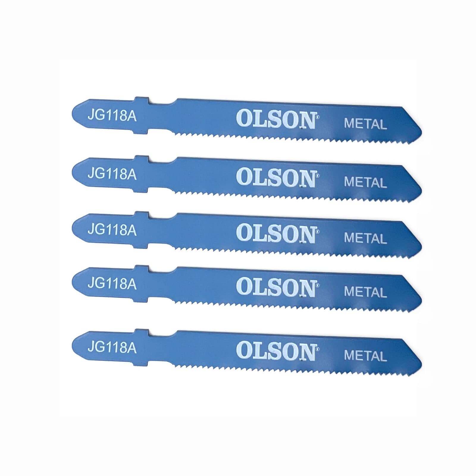 OLSON Jigsaw Blades 5PCS 3" 21T - Metal Cutter, Straight Cuts, T-Shank (JG118A)