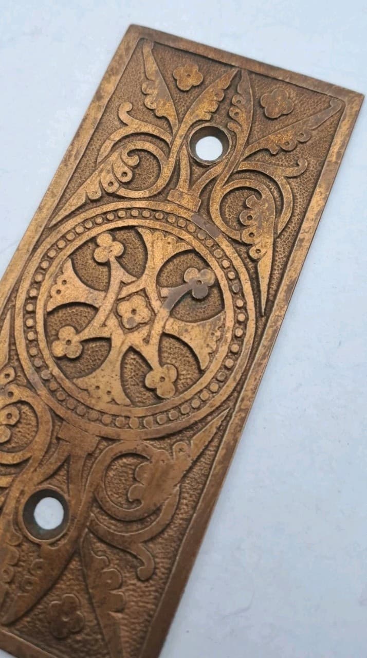 Antique/Vintage Door Push Plate Eastlake Brass Bronze Old Push Plate Hardware  4