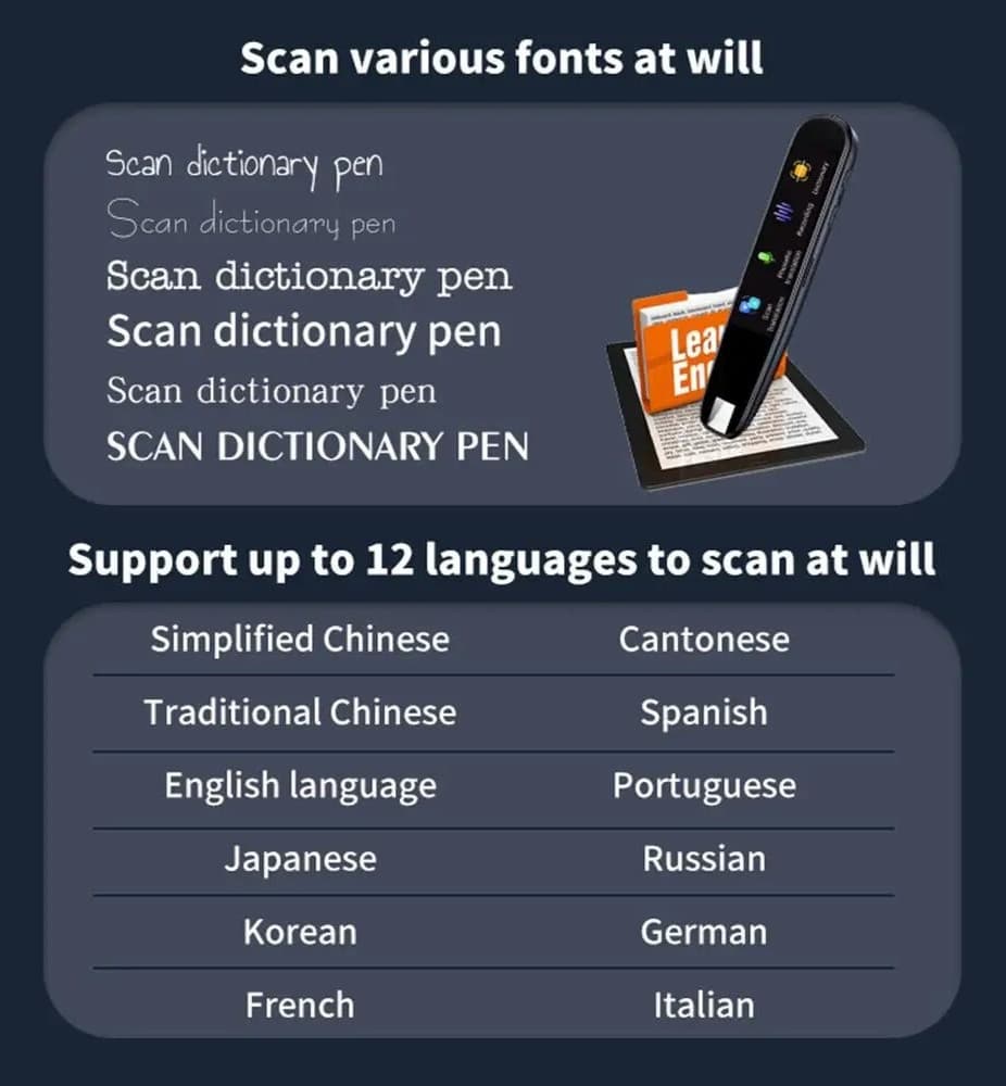 Smart Scan Translator Pen 112 Languages Voice Text Reader Reading Pen Portable 6