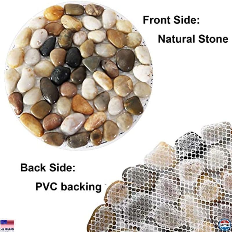 Natural Pebble Stepping Stones - 9" Round Massage Stones, Set of 6 Acupressure 5