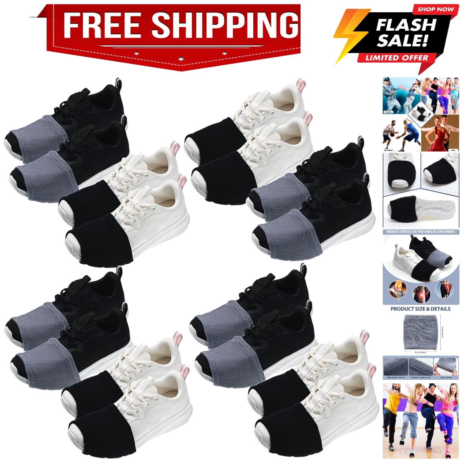 8 Pairs Dance Shoe Covers Over Shoes Socks for Dancer Women