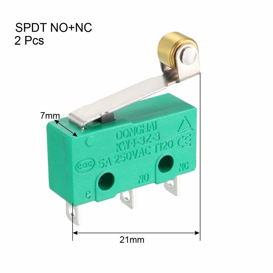 10x Roller Limit Switch Lever Hinge Micro SPDT AC 125V/250V DC 12V Small Green 6