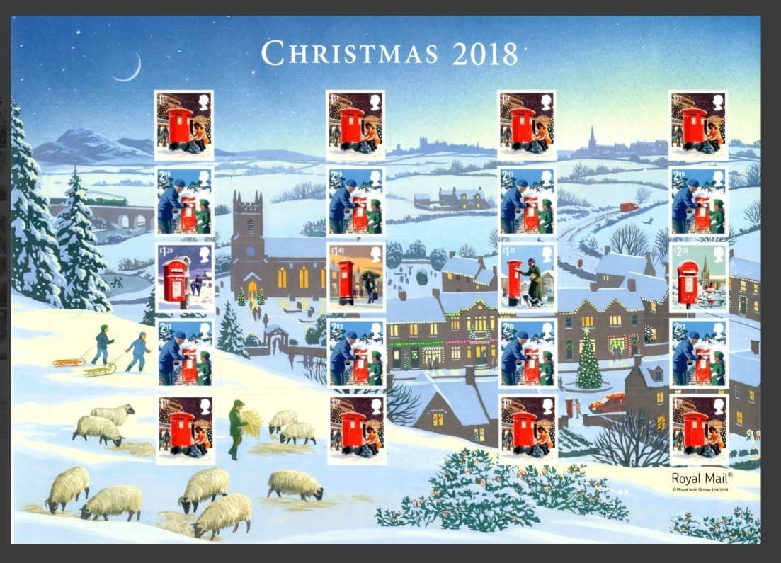 2018 GB Christmas Post Boxes LS113 Royal Mail Smilers Sheet UM MNH