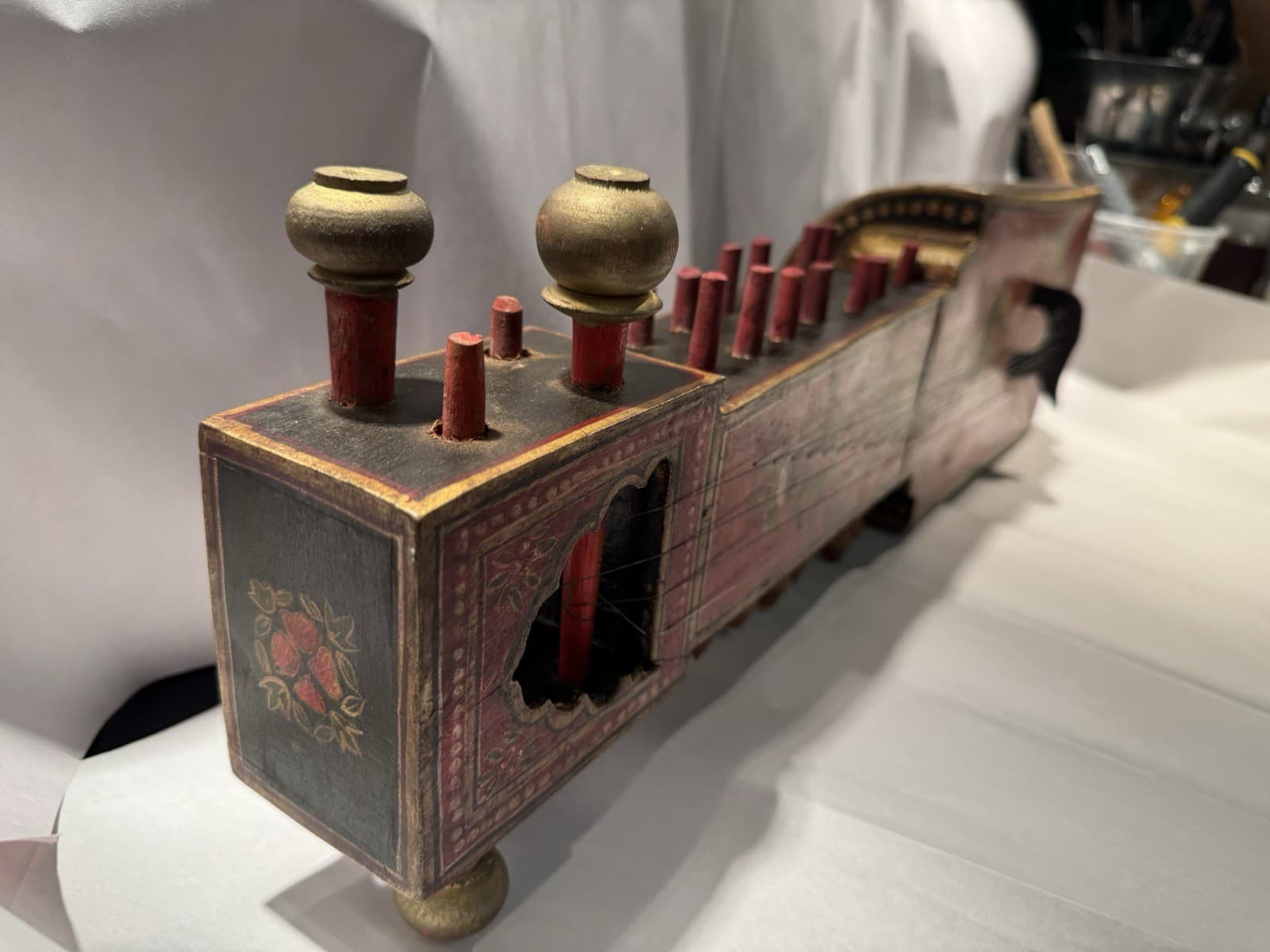 Antique Hand Painted Sindhi Sarangi Indian Rajasthani Instrument 6