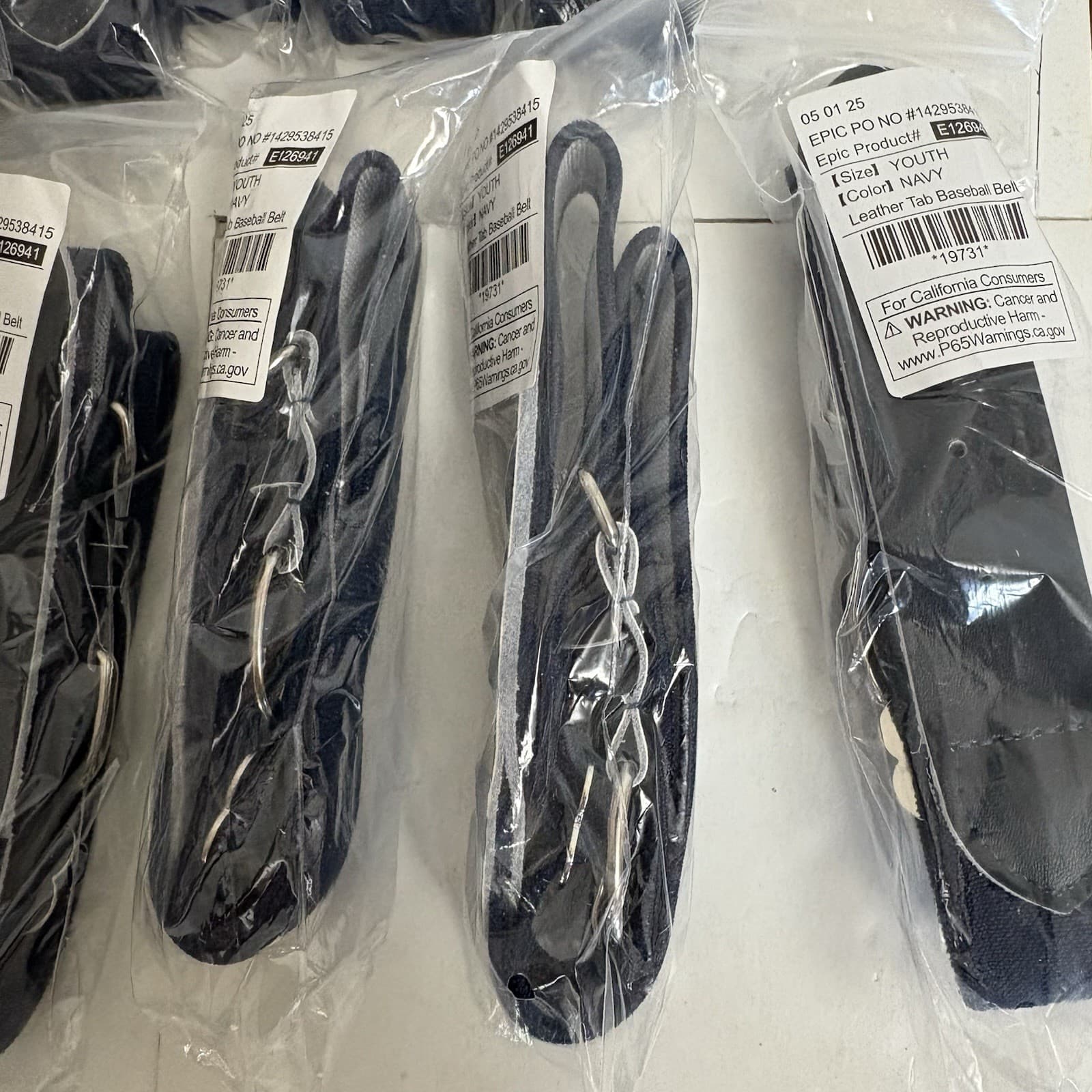 Lot Of 10 Epic #E126941 Youth Navy Blue Baseball Belt With Leather Tab New 3