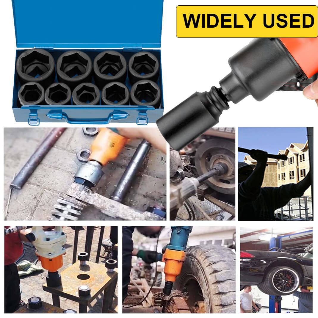 9PC 1" ONE INCH DRIVE DR DEEP BIG SIZE AIR BLACK IMPACT SOCKET WRENCH TOOL SET 6