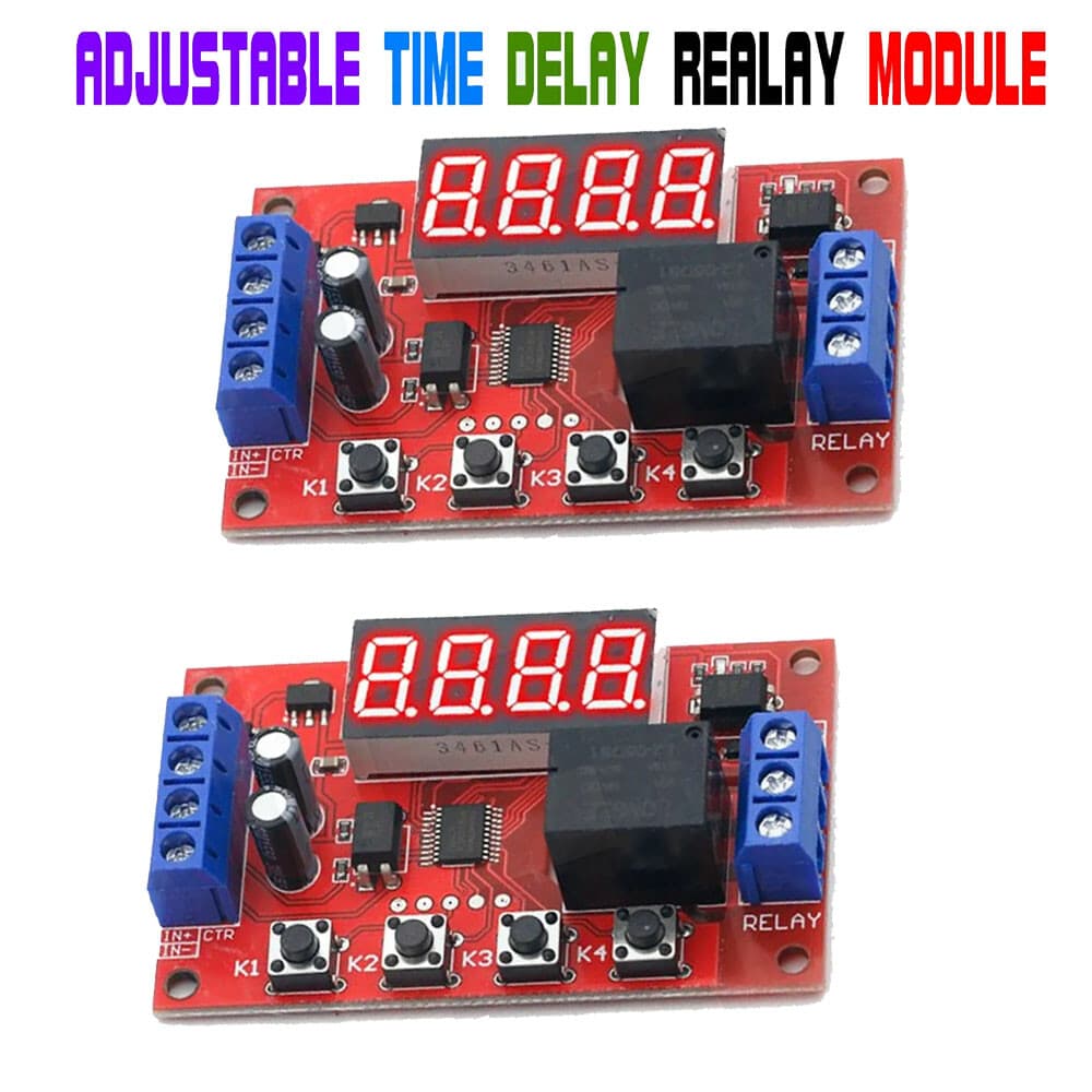 2PCS DC 12V 10A Adjustable Time Delay Relay Module LED Digital Timer Switch US 3