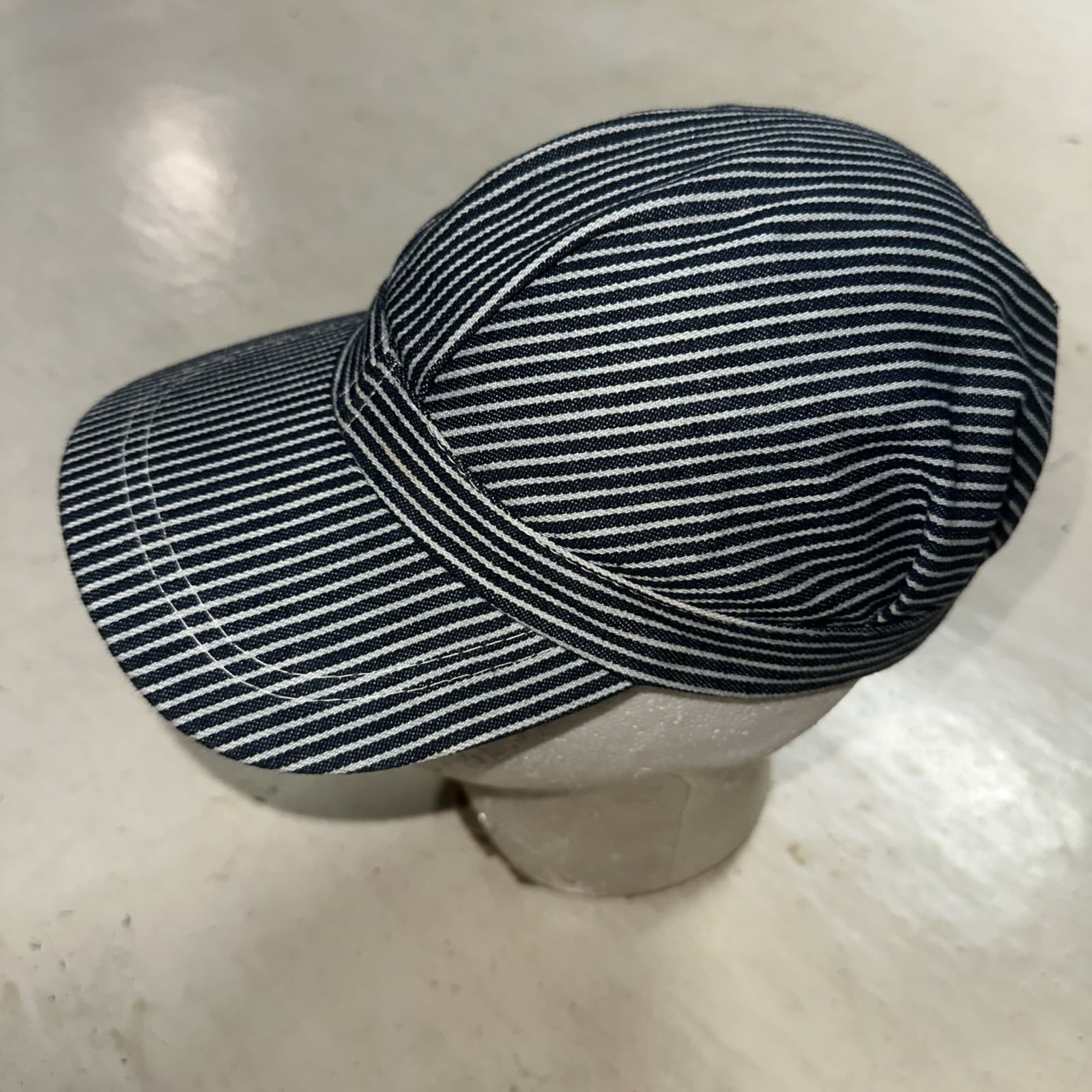 Train Conductor Engineer Railroad Hat Cap Snapback Blue White Stripe Dress Up 5