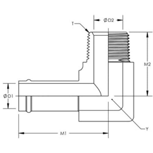 1/4" Beaded Hose Barb x 1/8" Male Pipe NPT 90° Steel Adapter 4501-04-02 6