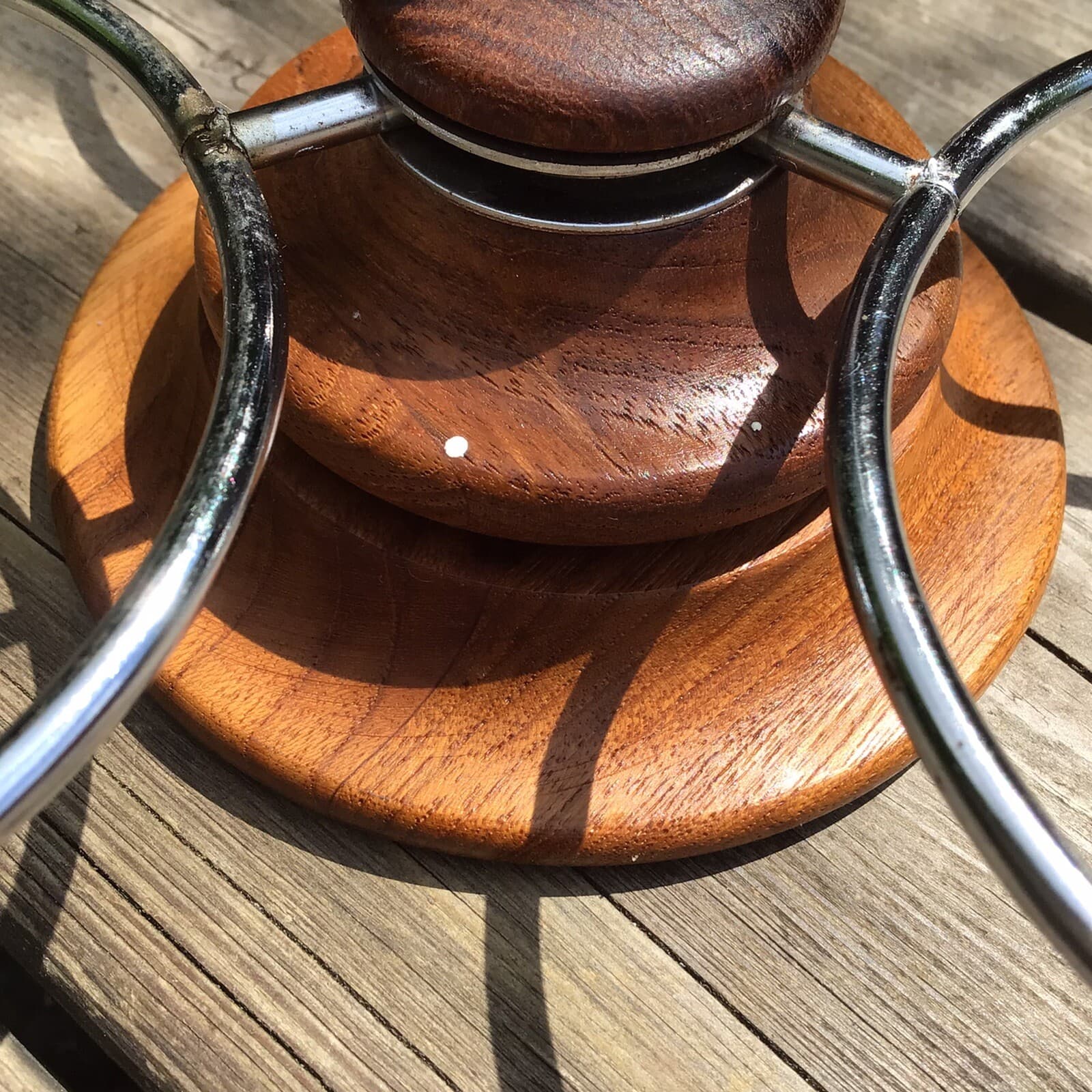 Vintage MidCentury Danish Luthje Teak Wood 3 Section Lazy Susan Condiment Holder 6