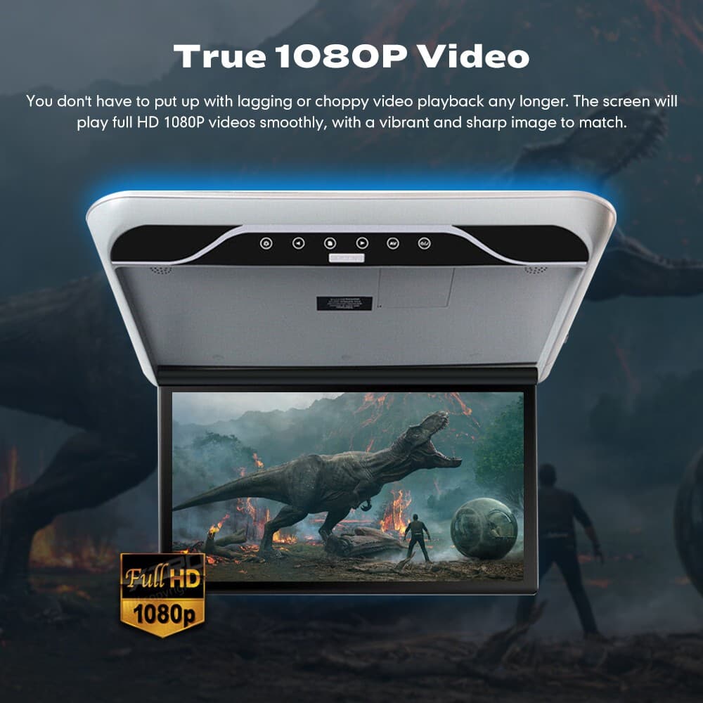 19.5" Flip Down Car Roof Monitor HD TFT 1080P Screen USB HDMI Ceiling Overhead 4