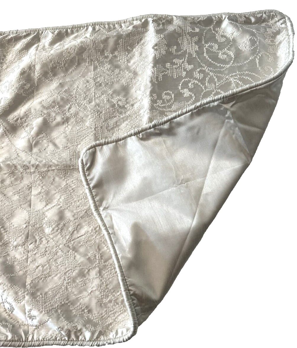 Chenab One Euro Sham Embroidered Ivory White Polyester Satin NWOT 6