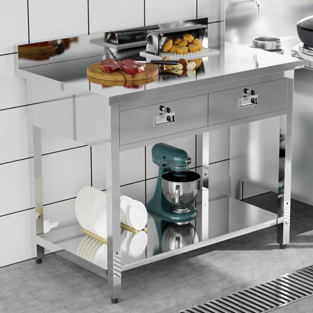 Heavy Duty 36 x 24 " Stainless Steel Work Table with 2 Drawers and Undershelf 2