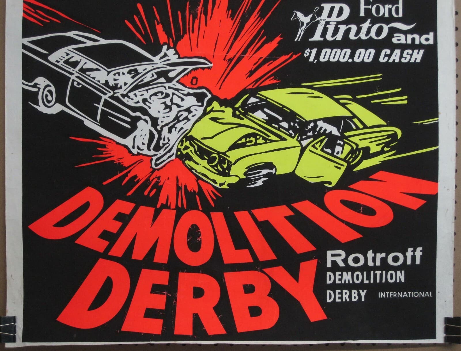 Vintage 1973 ROTROFF DEMOLITION DERBY Ford PINTO 31x28 Poster FREE SHIPPING 3