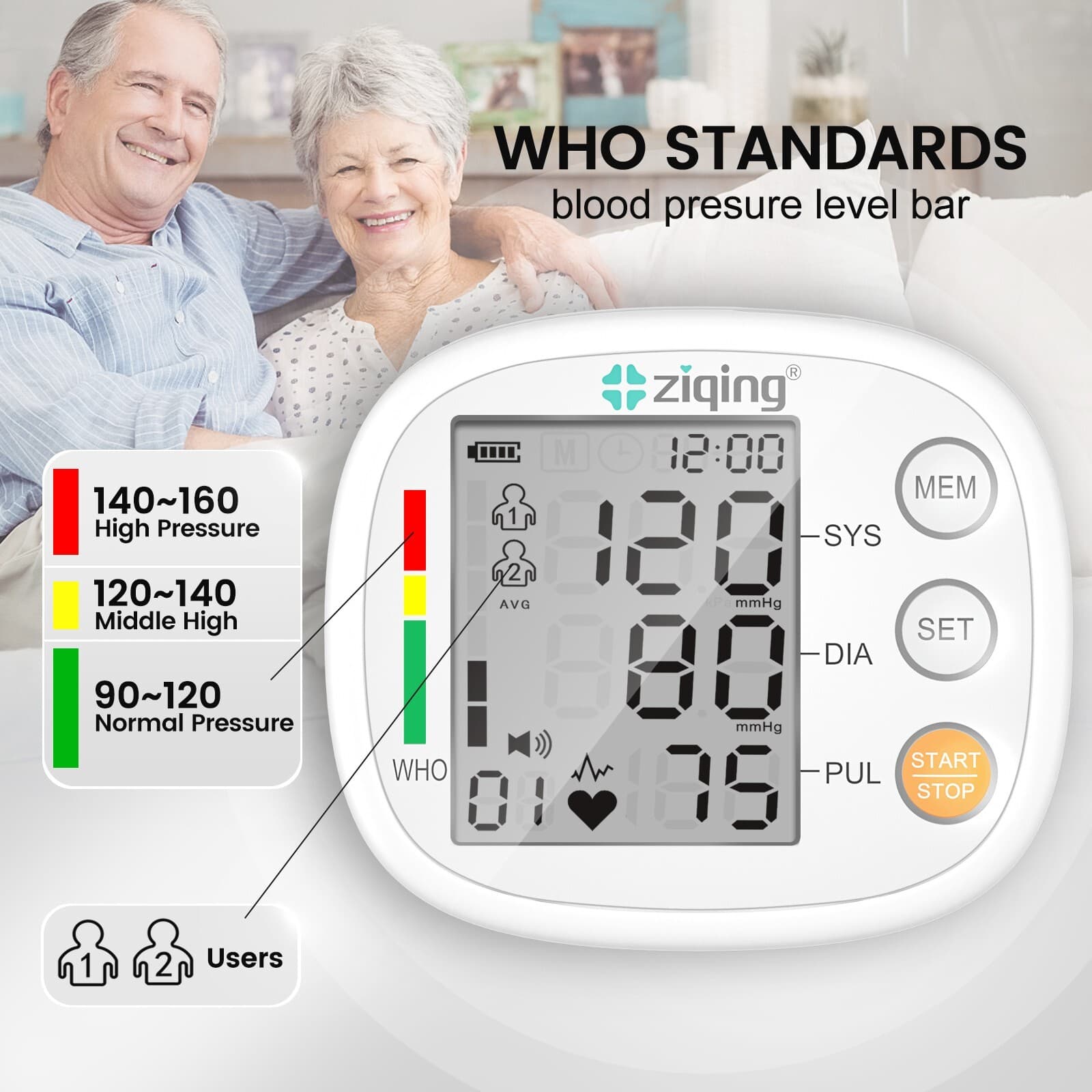 Ziqing Wrist Blood Pressure Monitor Medical Blood Pressure Monitor US 4