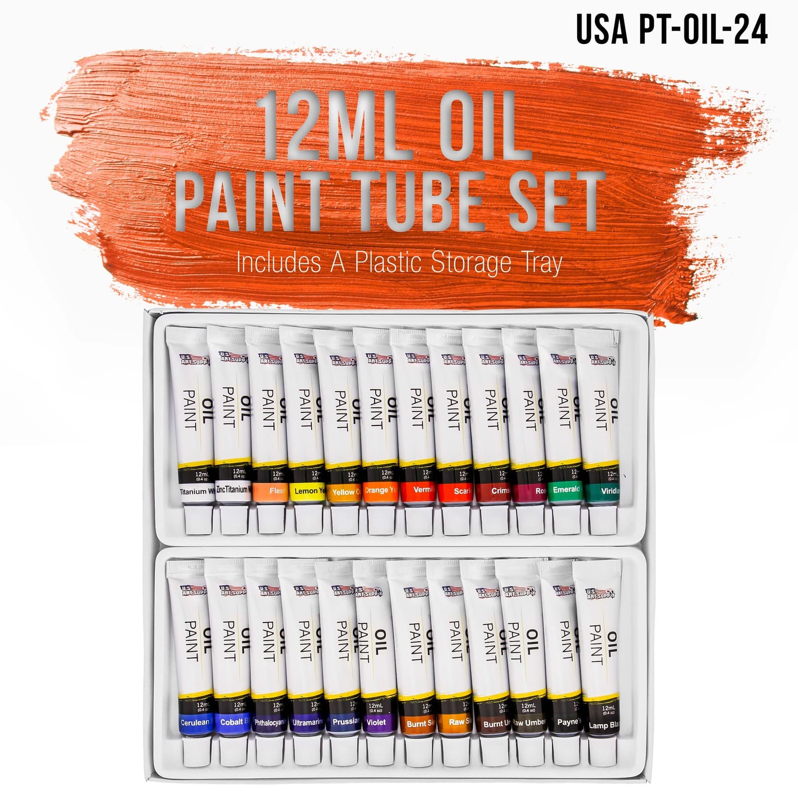 Professional 24 Color Art Oil Paint Set, Lg 12ml Tubes, Artist Student Paintings 2
