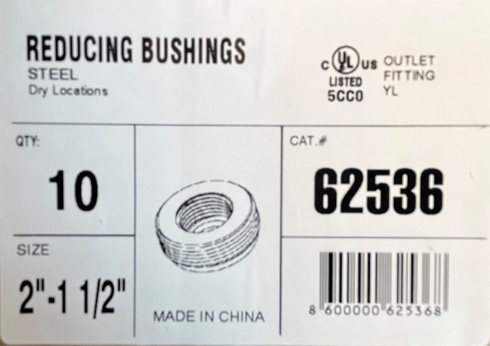 Rigid or IMC Electrical Conduit Reducing Bushing Steel 2" to 1-1/2" 10 pc 4