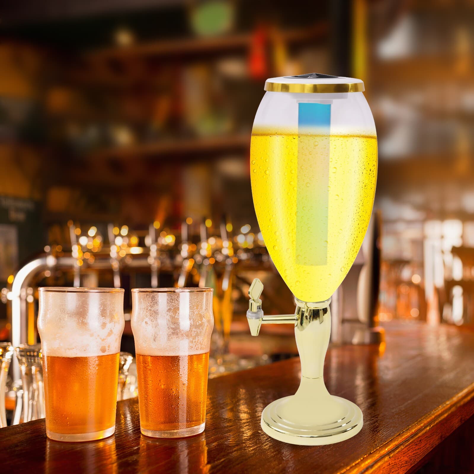 5L Beer Tower Beverage Dispenser Cold Beer Drink Juice with LED Light Party Bar 3