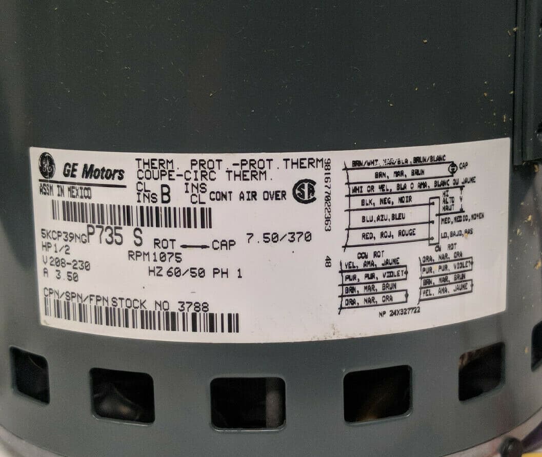 ~Discount HVAC~ MS-03788 - GE - 5KCP39NGP735S - Motor - 1/2HP - 208/230V 2
