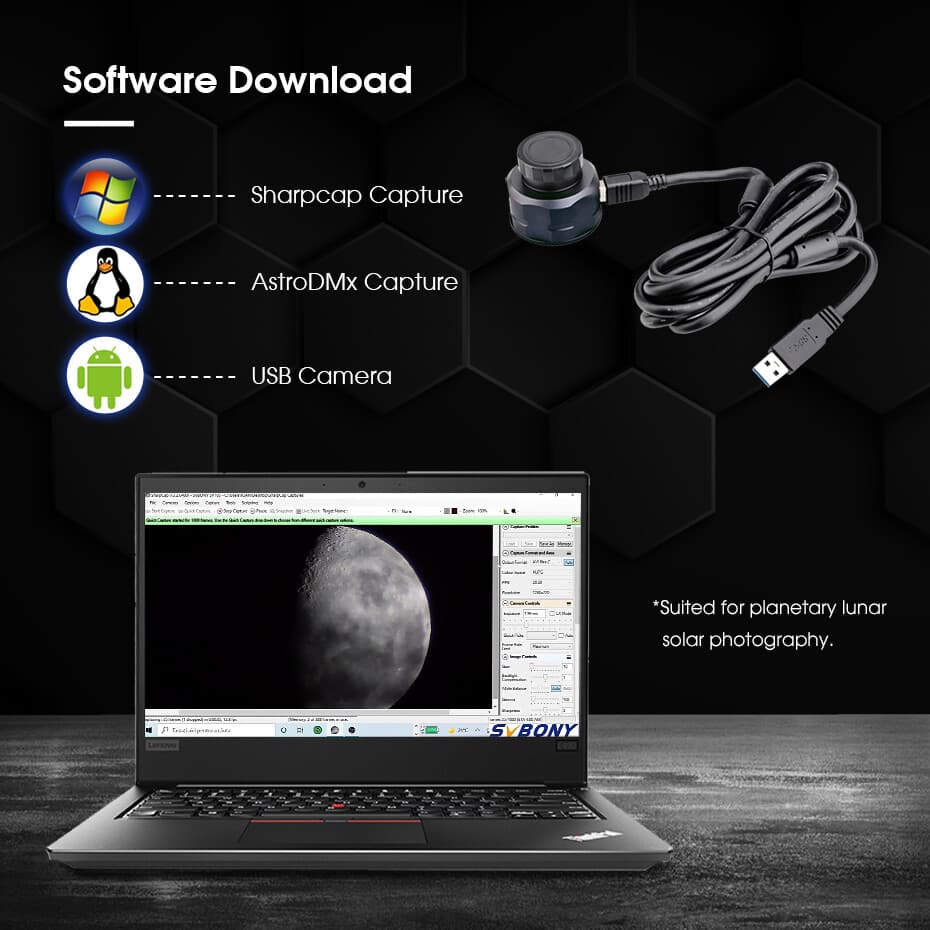 SVBONY SV205 Astronomical Camera 1.25” 7.05MP CMOS Color eyepiece USB3.0 3
