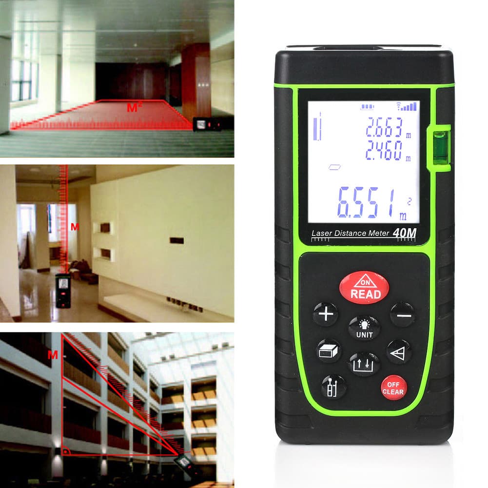 Handheld Digital Laser Point Distance Meter Measure Tape Range Finder 40m/131ft 2