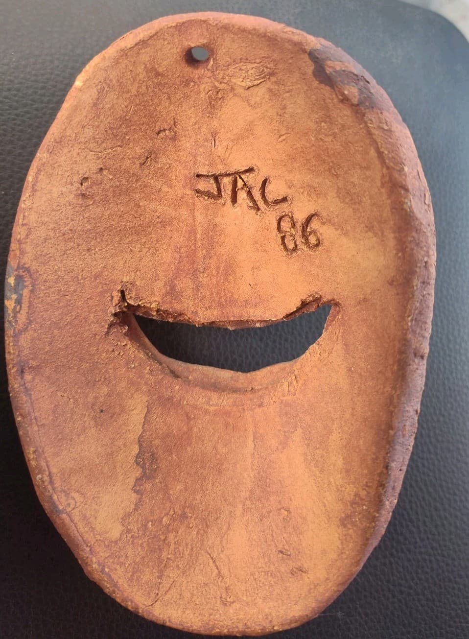 Early Rare 1986 JAC Genovese Stoneware Ceramic 3D Face Mask Wall Hanger Newport 3