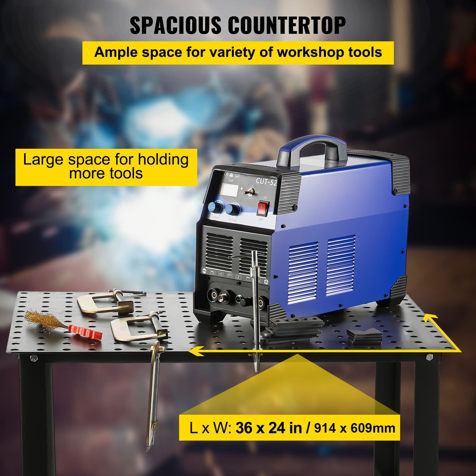 Welding Table 36"x24" 800LBS Welding Workbench Table with Multiple Fixture Holes 4
