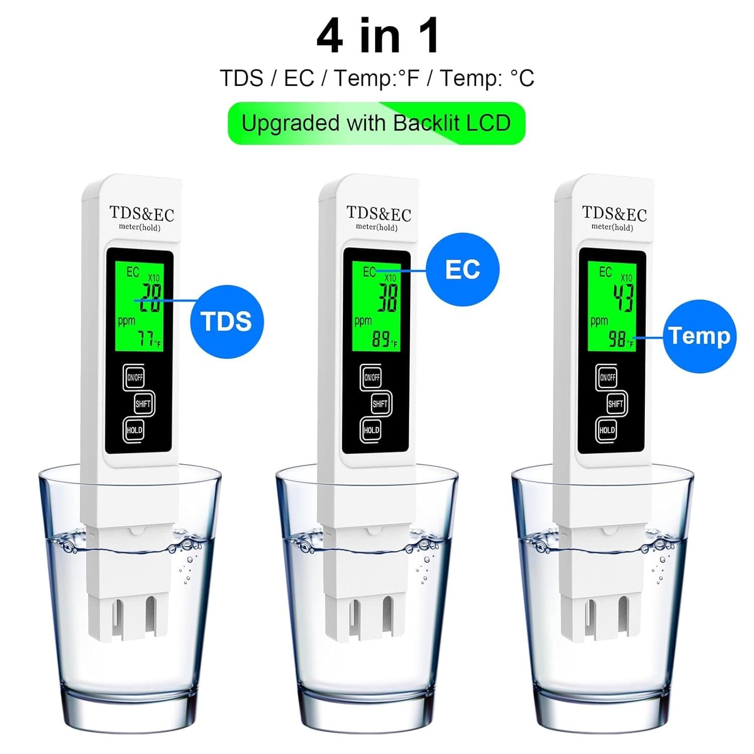 2025 All-Newest 4 in 1 TDS Meter Digital Water Tester  TDS EC Temperature Meter 4