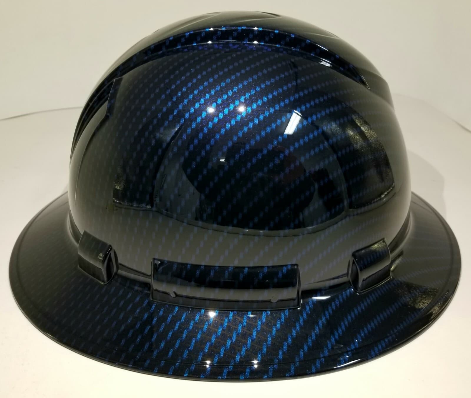 NEW FULL BRIM Hard Hat custom hydro dipped Deep blue candy carbon fiber sick  2