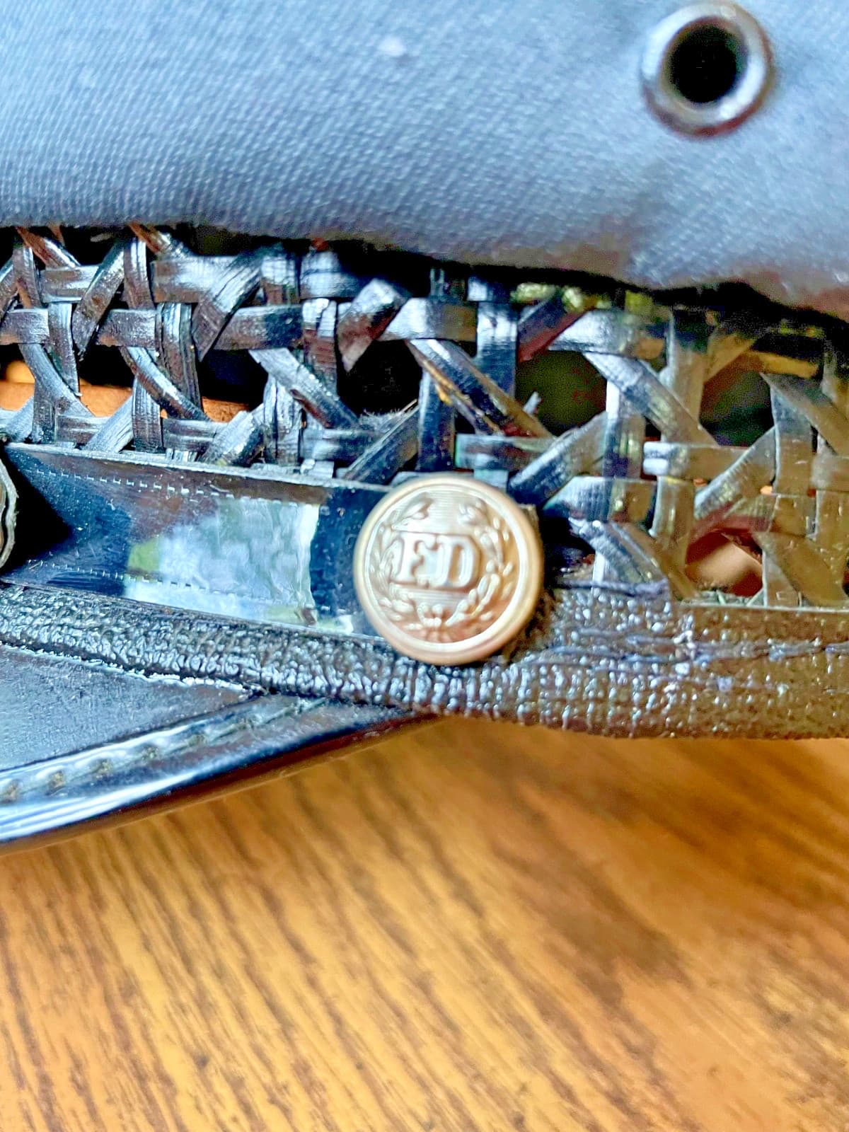 Vintage Fire Fighter Hat - Dress Blue 7 1/2, Nice condition, unique vented brim. 4