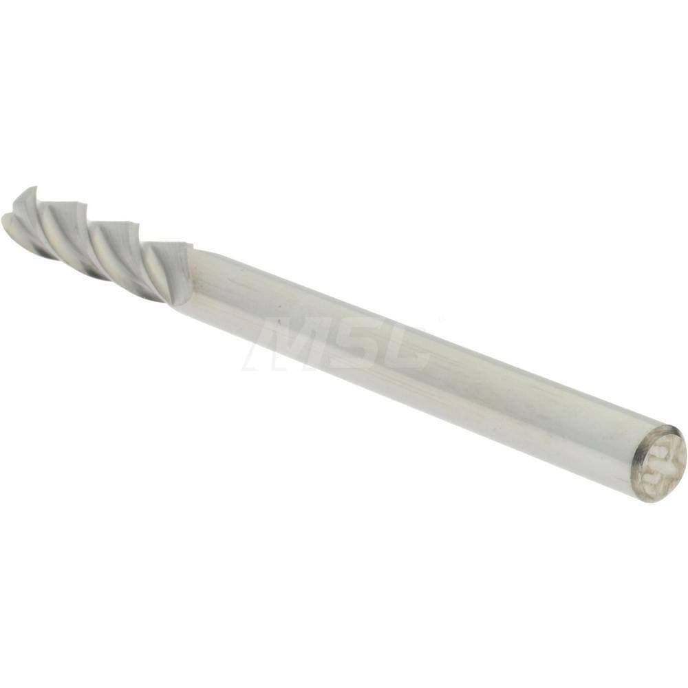 Accupro 3/16" Diam, 3/4" LOC, 3 Flute Solid Carbide Ball End Mill Uncoated, S... 4