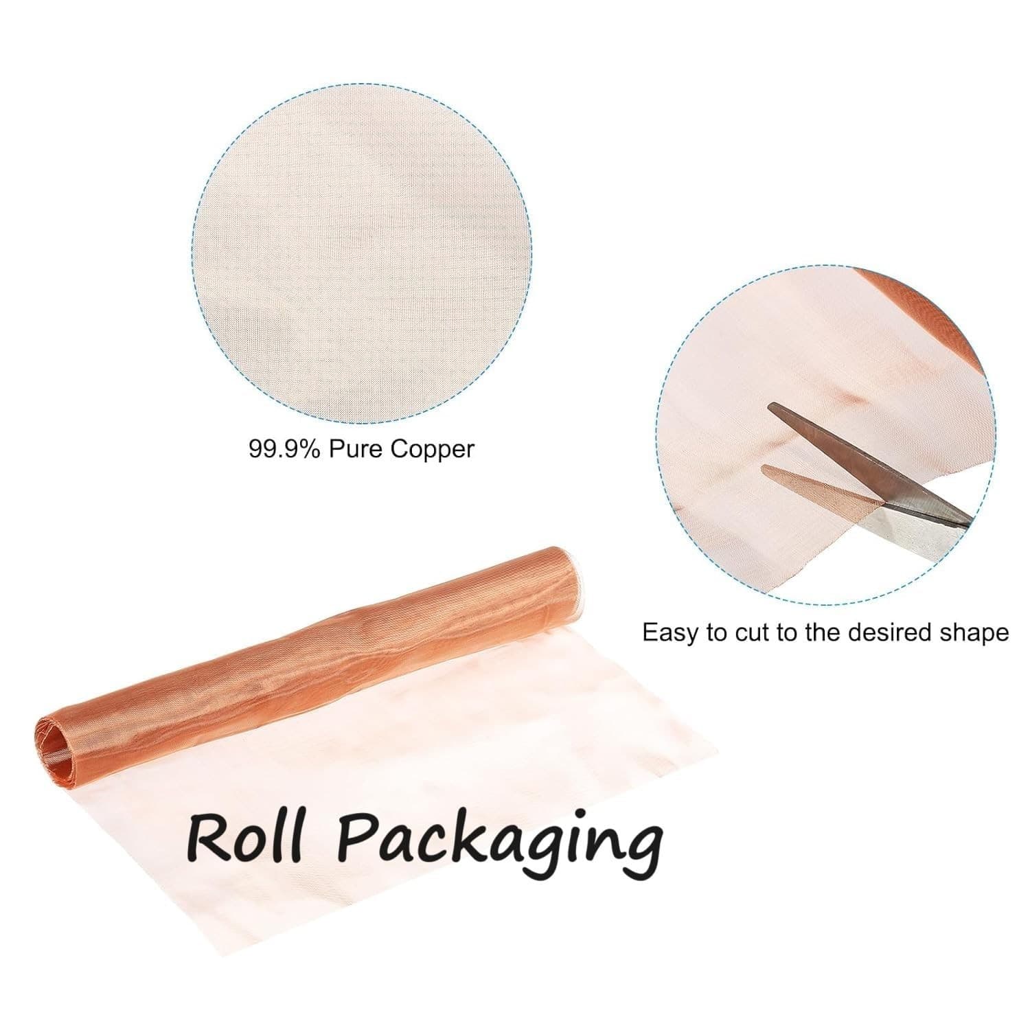 Multi-Purpose Pure Copper Mesh Screen Roll - 15.7" x 47.2" for Windows and Vents 5