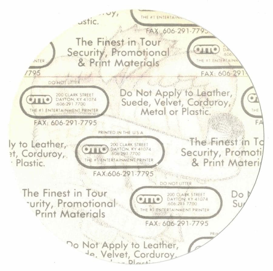 Billy Idol 1990 Charmed Life Tour. Cloth After Show Only Backstage Pass. OTTO 2